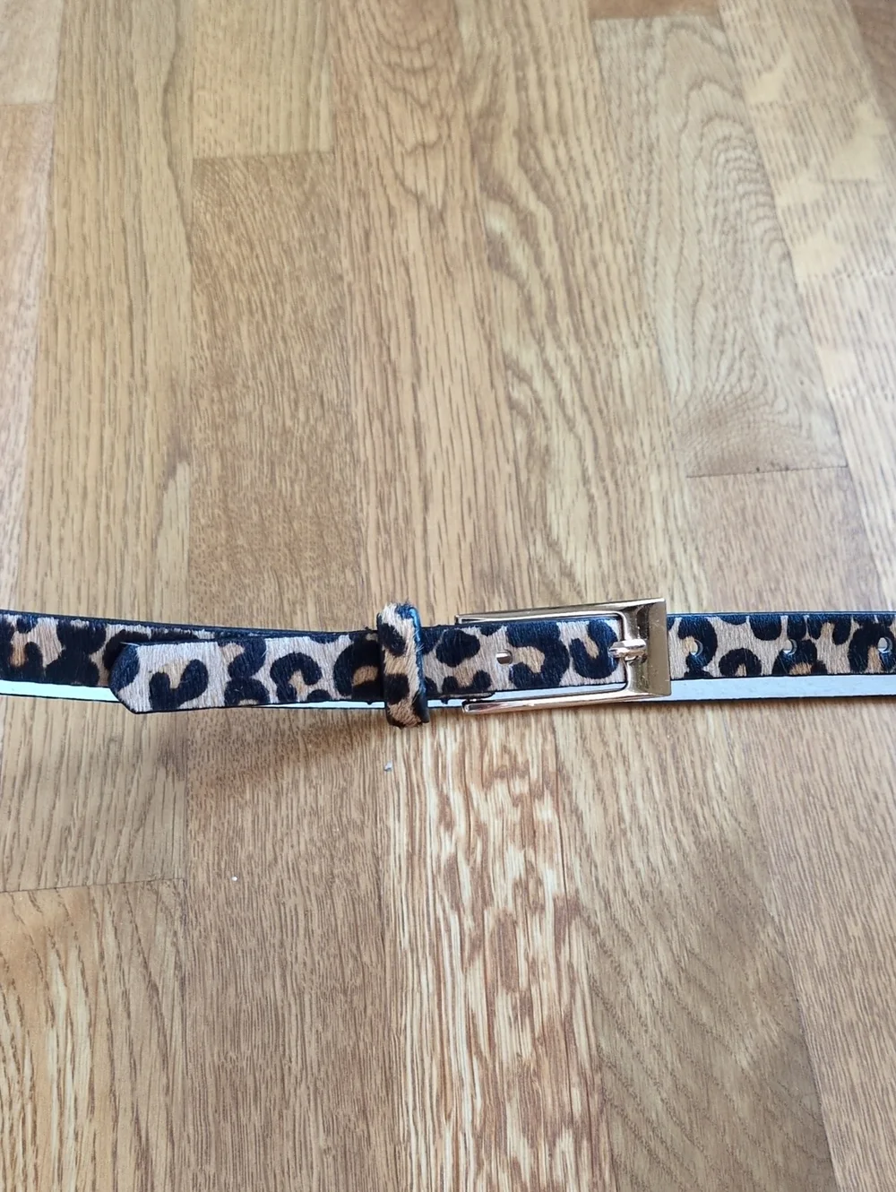 Calf Hair Skinny Belt Animal Print Goldtone Buckle Fall Trendy Large